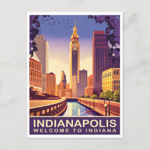 Indianapolis, White River en Canal, Reizen Briefkaart