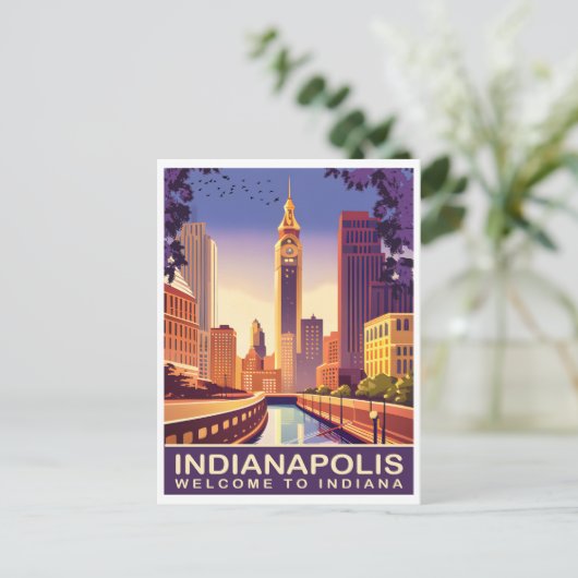 Indianapolis, White River en Canal, Reizen Briefkaart (Staand voorkant)