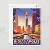 Indianapolis, White River en Canal, Reizen Briefkaart (Voorkant / Achterkant)