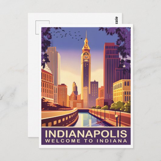Indianapolis, White River en Canal, Reizen Briefkaart (Voorkant / Achterkant)