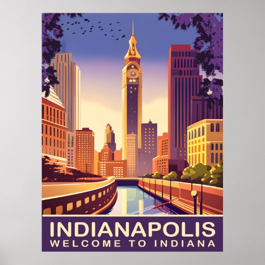 Indianapolis, White River en Canal, Reizen Poster (Voorkant)