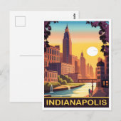 Indianapolis, White River, Indiana State, Reizen Briefkaart (Voorkant / Achterkant)