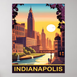 Indianapolis, White River, Indiana State, Reizen Poster
