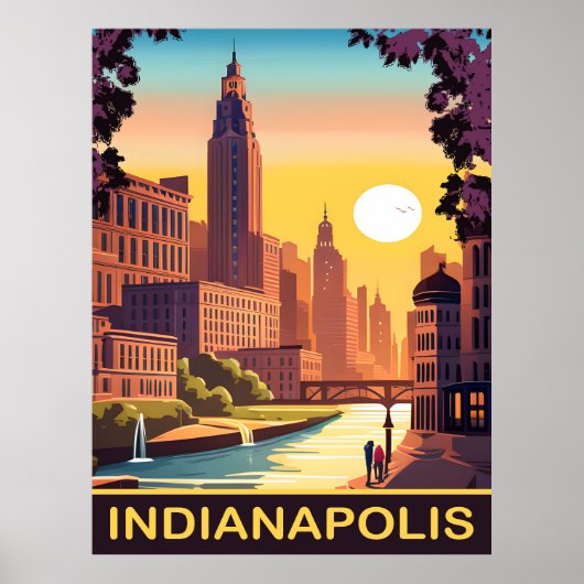 Indianapolis, White River, Staat Indiana, Reizen Poster (Voorkant)