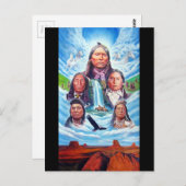 Indianen Beroemde Indiase chefs schilderen Briefkaart (Voorkant / Achterkant)