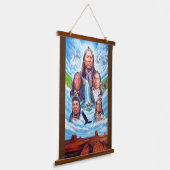 Indianen Beroemde Indiase chefs schilderen Hangend Wandkleed (Gebogen)