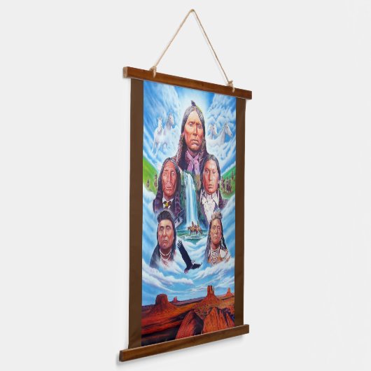 Indianen Beroemde Indiase chefs schilderen Hangend Wandkleed (Gebogen)