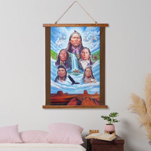 Indianen Beroemde Indiase chefs schilderen Hangend Wandkleed (Slaapkamer)