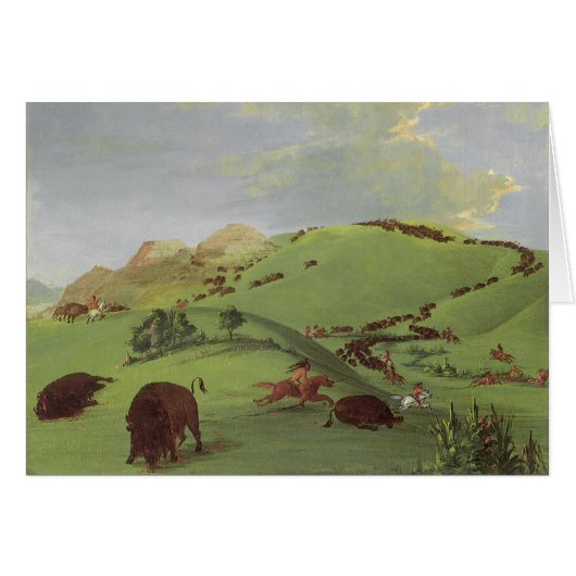  Indianen, Buffalo Chase door Catlin (Voorkant Horizontaal)