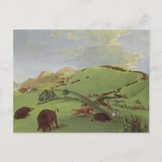  Indianen, Buffalo Chase door Catlin Briefkaart (Voorkant)