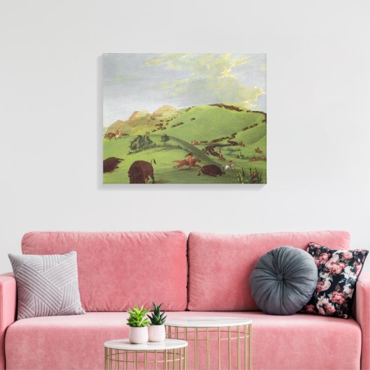  Indianen, Buffalo Chase door Catlin Canvas Afdruk (Insitu (Woonkamer))