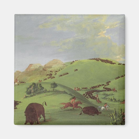  Indianen, Buffalo Chase door Catlin Magneet (Voorkant)