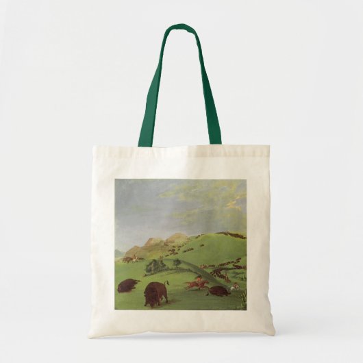 Indianen, Buffalo Chase door Catlin Tote Bag (Voorkant)