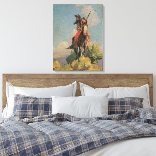 Indianen, Crow Outlier van Dunton Canvas Afdruk (Insitu (Slaapkamer))