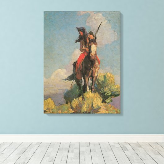 Indianen, Crow Outlier van Dunton Canvas Afdruk (Insitu (Houten vloer))