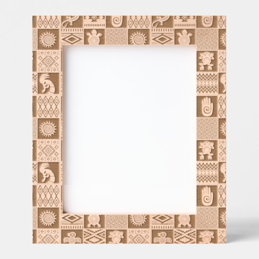 Indianen etnische symbolen bruin patroon gegraveerde lijstjes (Voorkant)