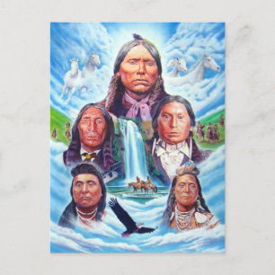 Indianen kunstschilderkunst briefkaart