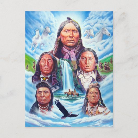 Indianen kunstschilderkunst briefkaart (Voorkant)