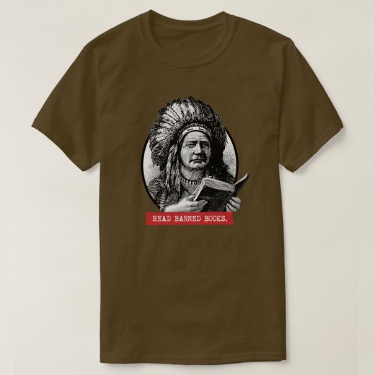 Indianen lezen verboden boeken t-shirt (Design voorkant)