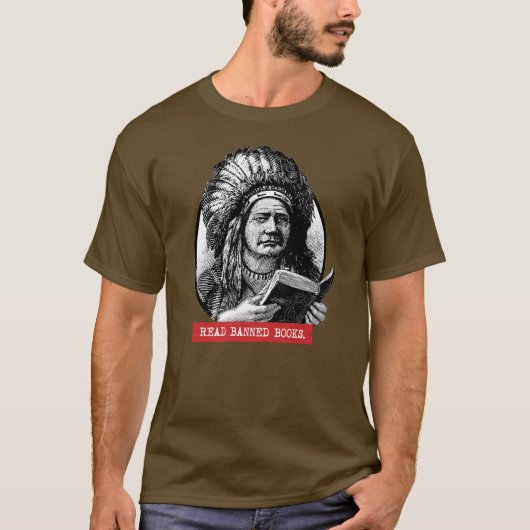 Indianen lezen verboden boeken t-shirt (Voorkant)