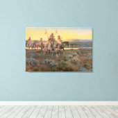  Indianen, Piegans van CM Russell Canvas Afdruk (Insitu (Houten vloer))
