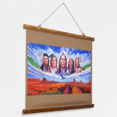 Indianen schilderen op maat Jouw tekst toevoegen Hangend Wandkleed (Gebogen)
