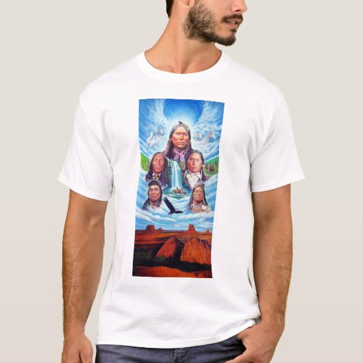 Indianen schilderen Sjabloon Mannen wit T-shirt (Voorkant)