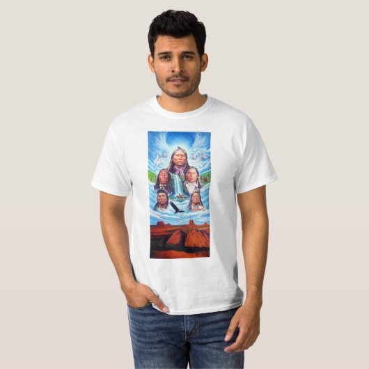 Indianen Sjabloon Mannen Modern Trendy T-shirt (Voorkant volledig)