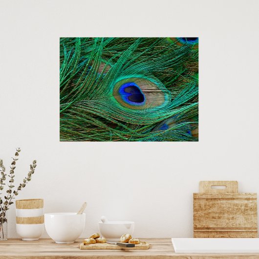 Indianenblauw Poster met peacock (Keuken)