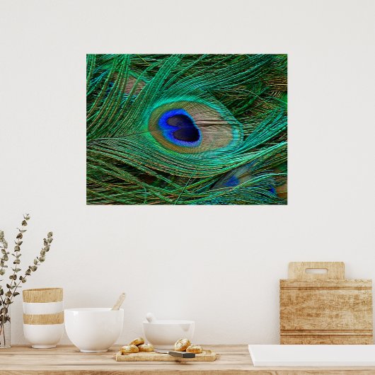 Indianenblauw Poster met peacock (Keuken)
