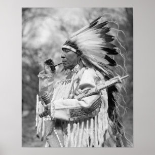 Indianenhoofd Whirlwind Soldier, 1925. Antiek Poster