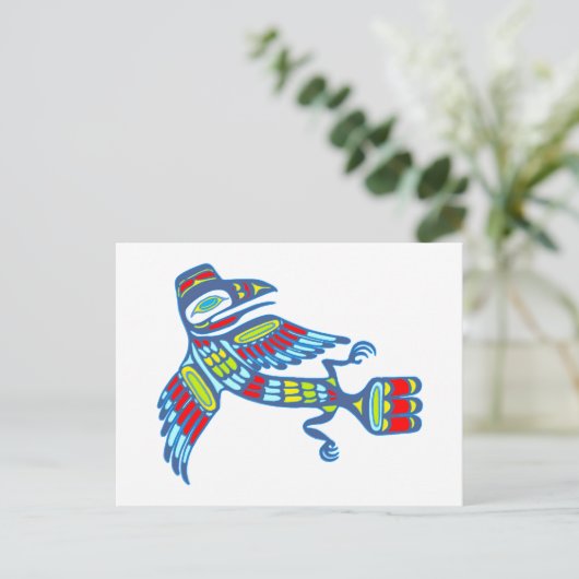 Indianer Rabe Native american Raven Briefkaart (Staand voorkant)