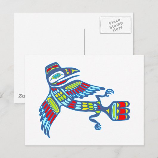 Indianer Rabe Native american Raven Briefkaart (Voorkant / Achterkant)