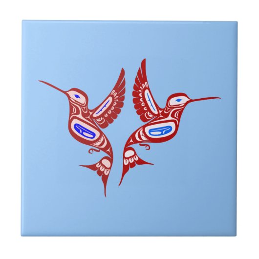 Indianer Vögel Native American birds Tegeltje (Voorkant)