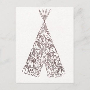 INDIANS - TEPEE - gemaakt van kleine inheemse Amer Briefkaart