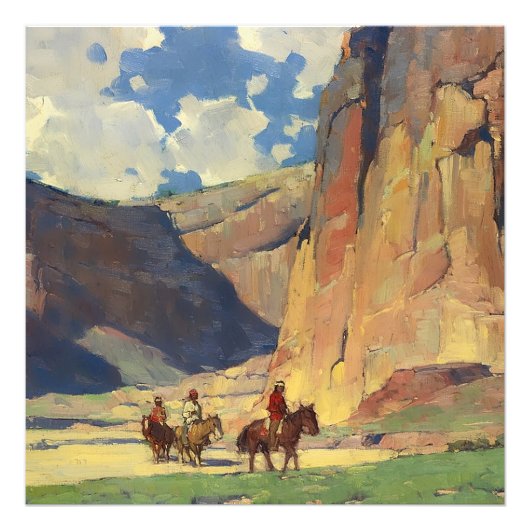 “IndiansThrough Canyon de Chelly” door Edgar Payne Foto Afdruk (Voorkant)