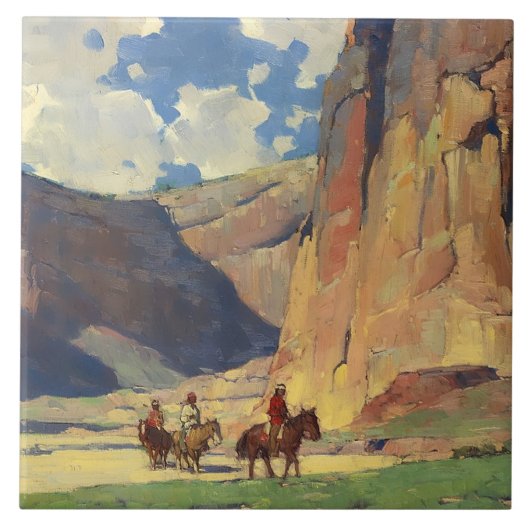 “IndiansThrough Canyon de Chelly” door Edgar Payne Tegeltje (Voorkant)