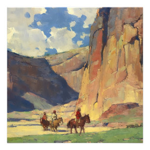 "IndiansThrough Canyon de Chelly" van Edgar Payne Foto Afdruk