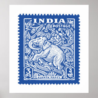 India's postzegelontwerp, olifant poster