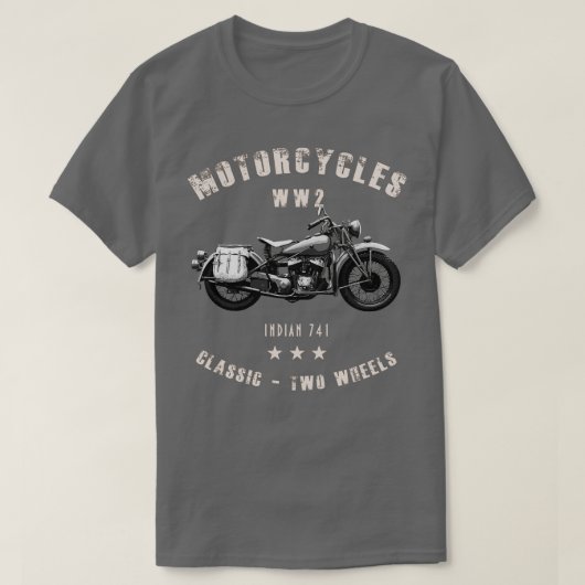 Indiase 741 Retro Motorfiets WW2 T-shirt (Design voorkant)