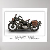 Indiase 741 WW2-modelmotorfiets - A3 Poster (Voorkant)