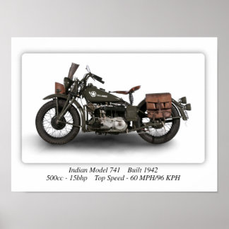 Indiase 741 WW2-modelmotorfiets - A3 Poster