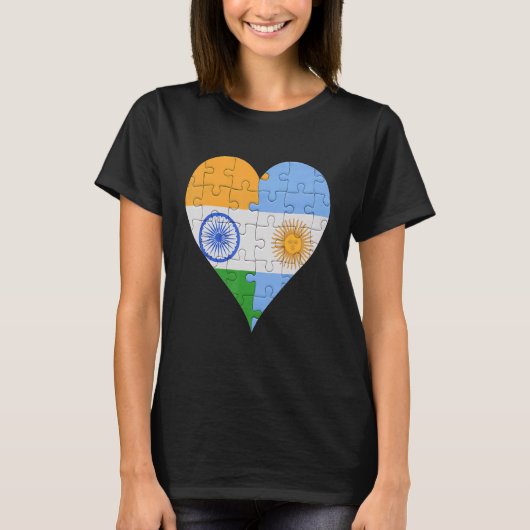 Indiase Argentijnse Vlag Hart T-shirt (Voorkant)