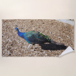 Indiase Blauwe Pauw strandhanddoek Strandlaken