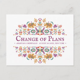 Indiase bloem olifant bruiloft VERANDERING VAN PLA Aankondigingskaart