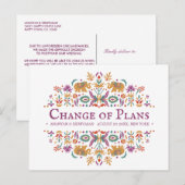 Indiase bloem olifant bruiloft VERANDERING VAN PLA Aankondigingskaart (Voorkant / Achterkant)