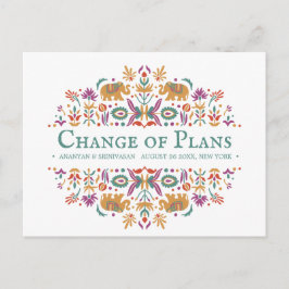 Indiase bloem olifant bruiloft VERANDERING VAN PLA Aankondigingskaart