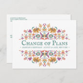 Indiase bloem olifant bruiloft VERANDERING VAN PLA Aankondigingskaart (Voorkant / Achterkant)