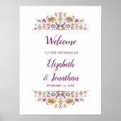 Indiase bloem olifant bruiloft welkom teken poster (Voorkant)