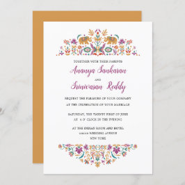 Indiase Bloem Olifant Mosterd Geel Bruiloft Kaart